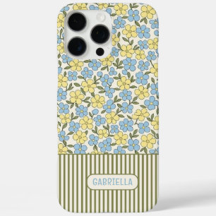 Custom Ditsy Floral Pajama Stripes Art Pattern iPhone 16 Pro Max Case