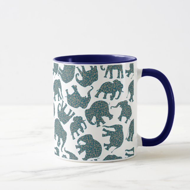 Custom Ditzy Paisley Elephants on White Coffee Mug (Right)