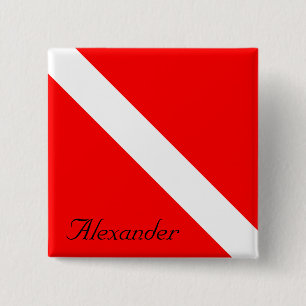 Custom Diver Down SCUBA Flag Red and White Square 15 Cm Square Badge