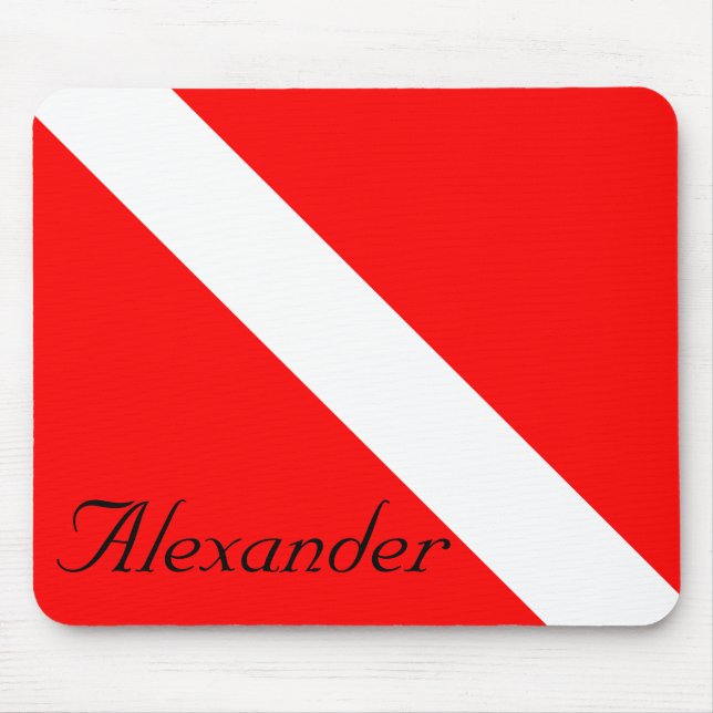 Custom Diver Down SCUBA Flag Red and White Square  Mouse Pad (Front)