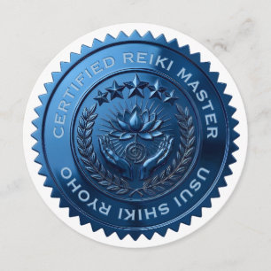 Custom DIY 3D Blue foil Reiki Master seal stickers Invitation