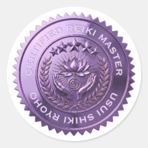 Custom DIY 3D Purple foil Reiki Master seal label