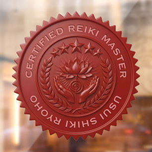 Custom DIY 3D Red wax foil Reiki Master seal label