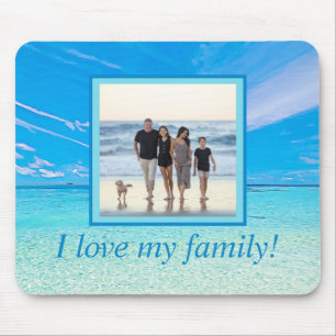 Custom DIY Photo Personalised Beach Love My Family Mouse Pad