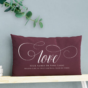 Custom DIY Script Calligraphy Love Couple Keepsake Lumbar Cushion