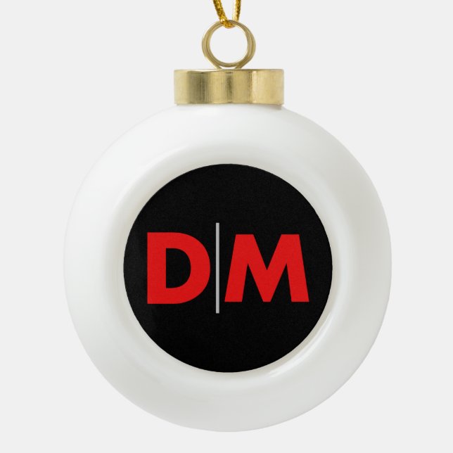 Custom DM Logo Ceramic Ball Christmas Ornament (Front)