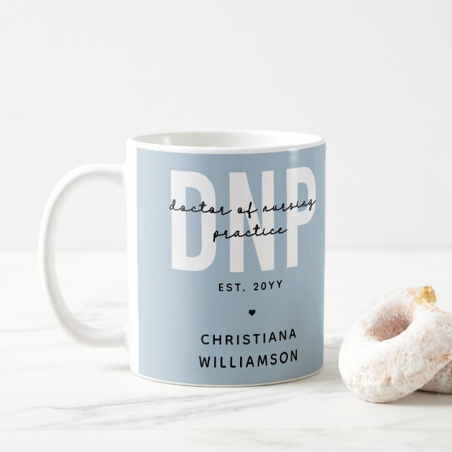 Custom DNP Doctor of Nursing Practice Graduation Coffee Mug (With Donut)