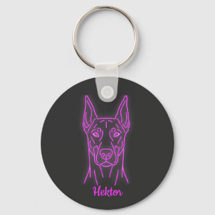 Custom Doberman Neon Glow Personalized Key Ring