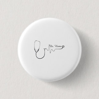 Custom Doctor Name Stethoscope Heartbeat Design Tw 3 Cm Round Badge