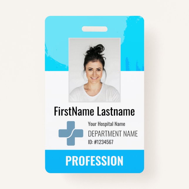 Custom Doctor, Nurse, Health Aide Photo ID ID Badge (Front)