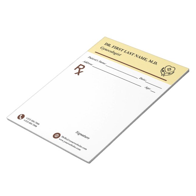 Custom Doctor Prescription Notepad Editable RX Pad (Angled)