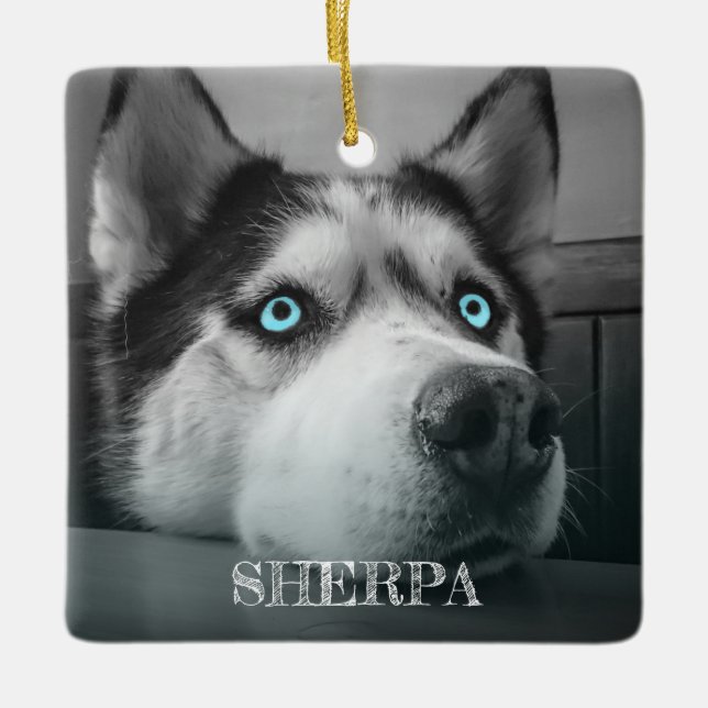 Custom Dog 2 Photos Personalised Ceramic Ornament (Front)