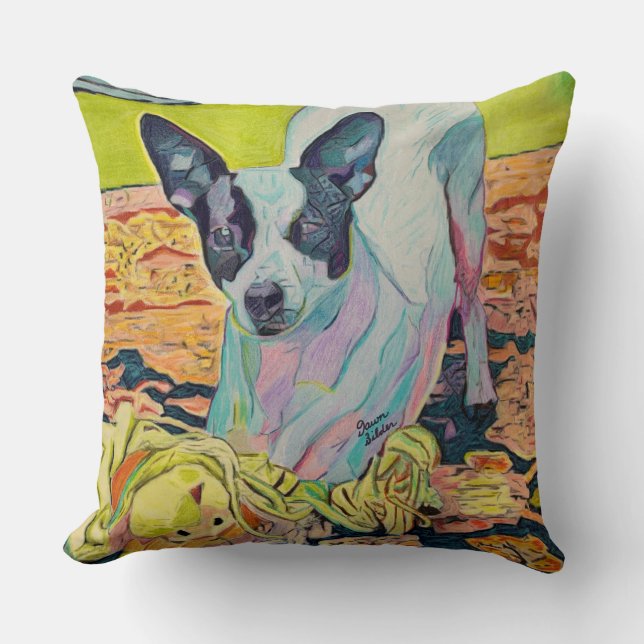 Custom Dog Art Throw Pillow (Front)