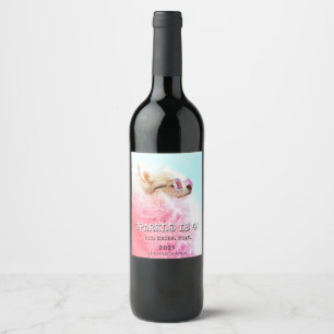 Custom Dog Birthday Photo Text   Pet Star Wine Label