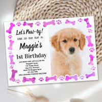 Custom Dog Birthday Pink Paw Prints Pet Photo