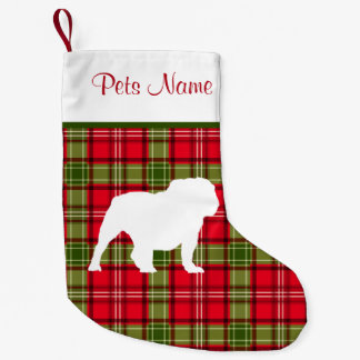 Custom Dog Breed Red & Green Plaid Small Christmas Stocking