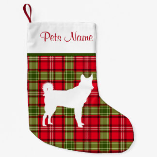 Custom Dog Breed Red & Green Plaid Small Christmas Stocking