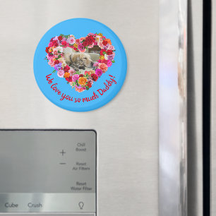 Custom Dog, Cat, Pet Photo Father's Day Rose Heart Magnet