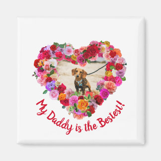 Custom Dog, Cat, Pet Photo Father's Day Rose Heart Magnet