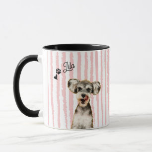 Custom Dog Cat Photo Pink Stripe Pet Parent Gift Mug