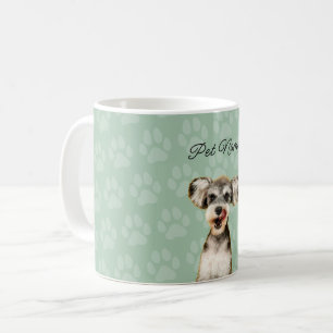 Custom Dog Cat Portrait Pet Photo Paw Name Green Coffee Mug