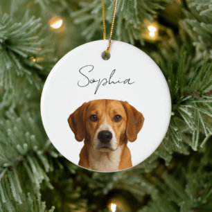 Custom Dog Christmas   Personalised Pet Photo  Ceramic Ornament