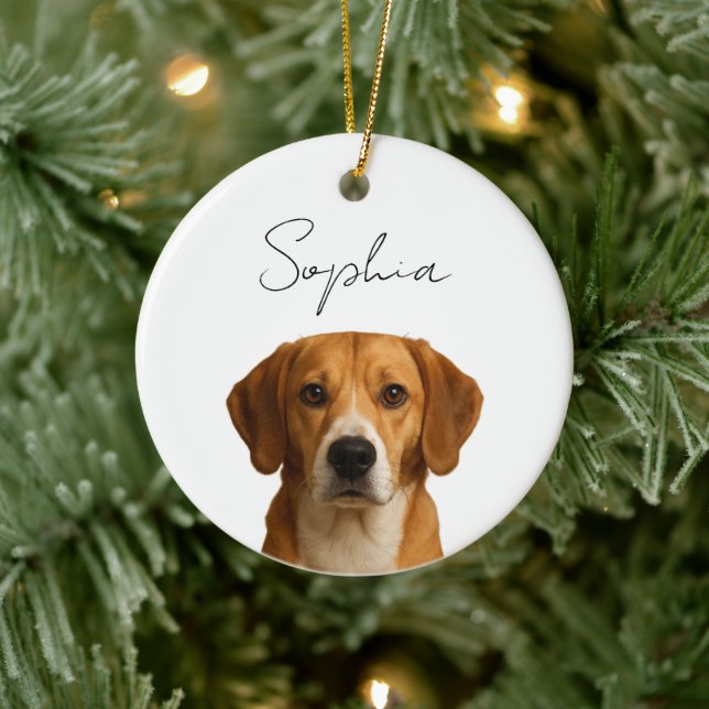 Custom Dog Christmas | Personalised Pet Photo  Ceramic Ornament (Tree)