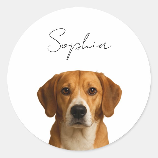 Custom Dog Christmas | Personalised Pet Photo  Classic Round Sticker (Front)