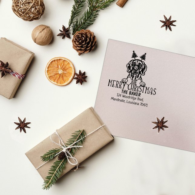 Custom Dog Christmas Return Address Rubber Stamp (Creator Uploaded)