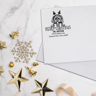 Custom Dog Christmas Return Address Rubber Stamp
