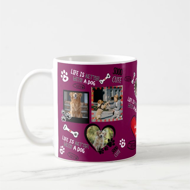 Custom Dog Face Mug, Personalised Dog Photo Coffee Mug (Left)