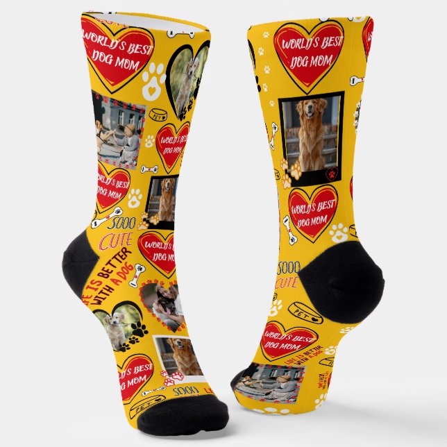 Custom Dog Face Socks, Personalised Dog Photo Socks (Angled)