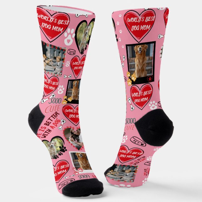 Custom Dog Face Socks, Personalised Dog Photo Socks (Angled)