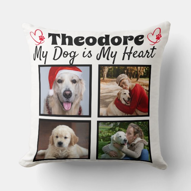 Custom dog four photo collage  cushion (Front)
