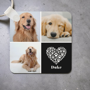 Custom Dog Lover 3 Photo Collage Keepsake Pet Key Ring