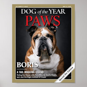 Custom Dog Magazine Cover Template Pet Portrait  Poster