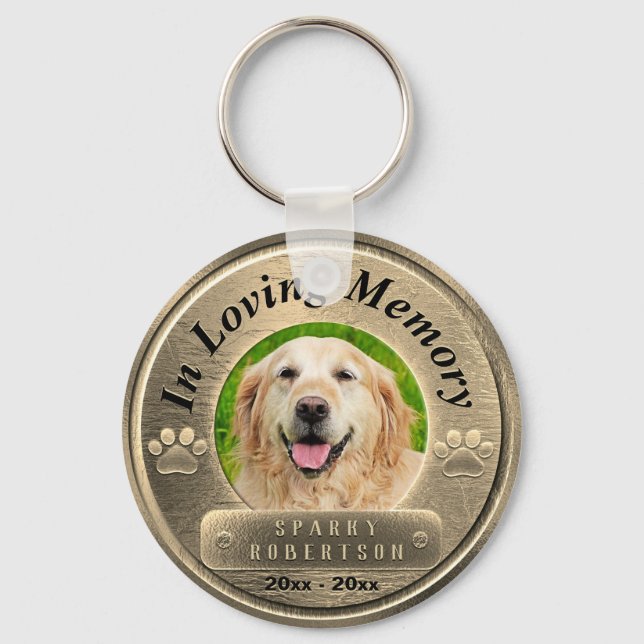 Custom Dog Memorial Gold Key Ring (Front)
