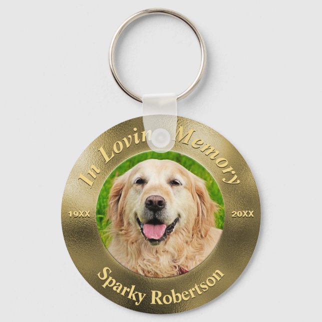 Custom Dog Memorial Gold Key Ring (Front)