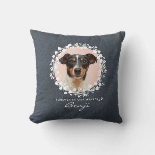 Custom Dog Memorial Pet Loss Keepsake Photo Wreath Cushion
