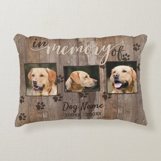 Custom Dog Memorial Rustic Wood Look Decorative Cushion Zazzle Com Au