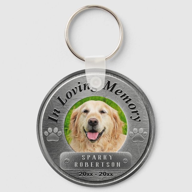Custom Dog Memorial Silver Key Ring (Front)
