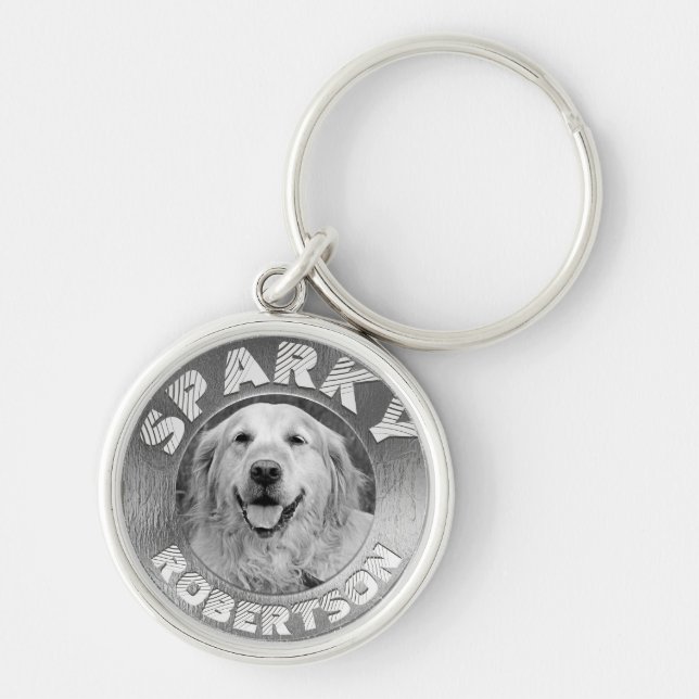 Custom Dog Memorial Silver Key Ring (Front)
