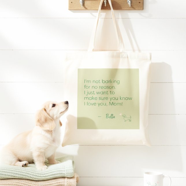 Custom Dog Mom Barking for Love Sage Green Tote Bag (Creator Uploaded)