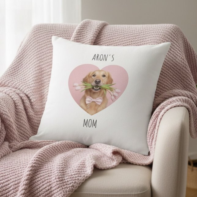 Custom Dog Mom | Personalized Pet Photo Heart Cushion (Creator Uploaded)