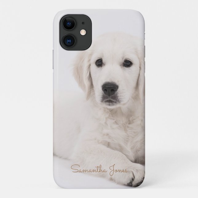 Custom Dog Mom Photo Script Simple Modern Minimal Case-Mate iPhone Case (Back)
