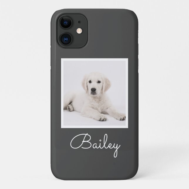 Custom Dog Mom Photo Script Simple Modern Minimal  Case-Mate iPhone Case (Back)