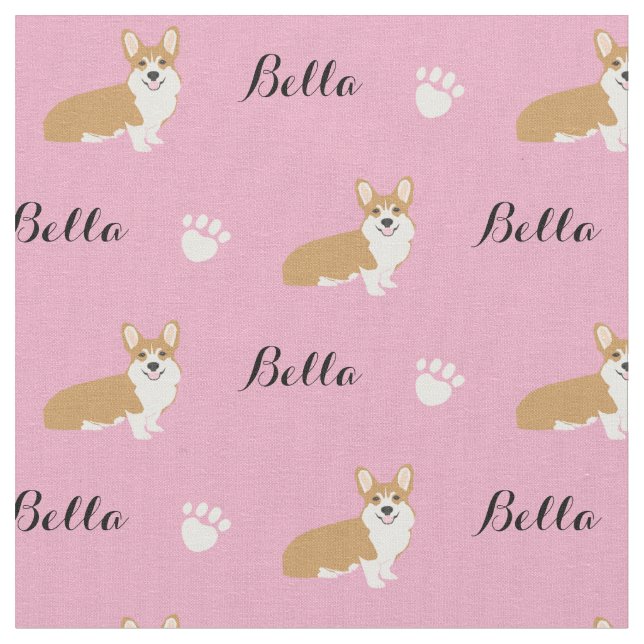 Custom Dog Name Corgi Fabric (Close Up)