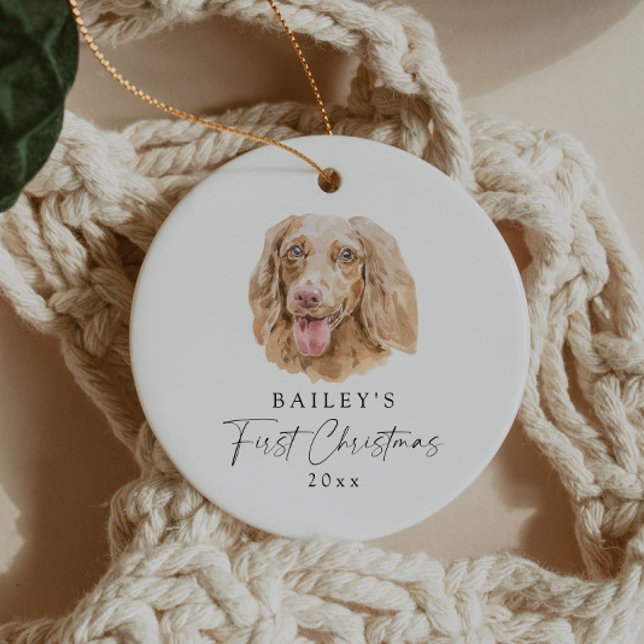 Custom Dog Name Dachshund My First Christmas Ceramic Ornament (Creator Uploaded)