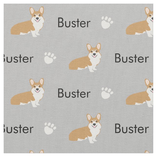 Custom Dog Name Fabric - corgi dog fabric (Close Up)