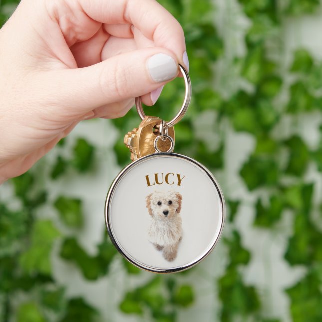 Custom Dog & Name Keychain – Personalised Pet Love (Hand)